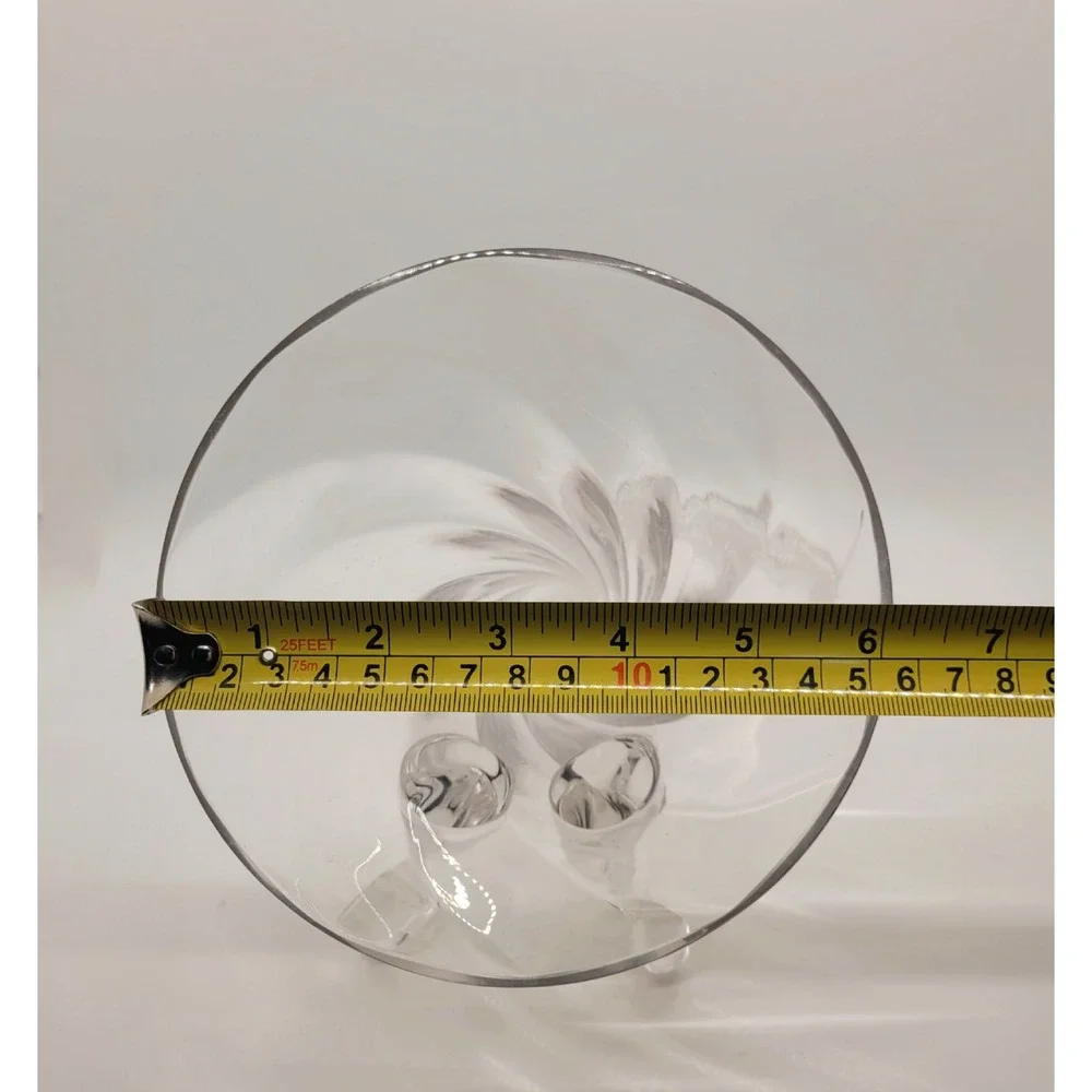 Vintage Clear Hand Blown Glass Cornucopia Horn of Plenty Spiral Vase Centerpiece